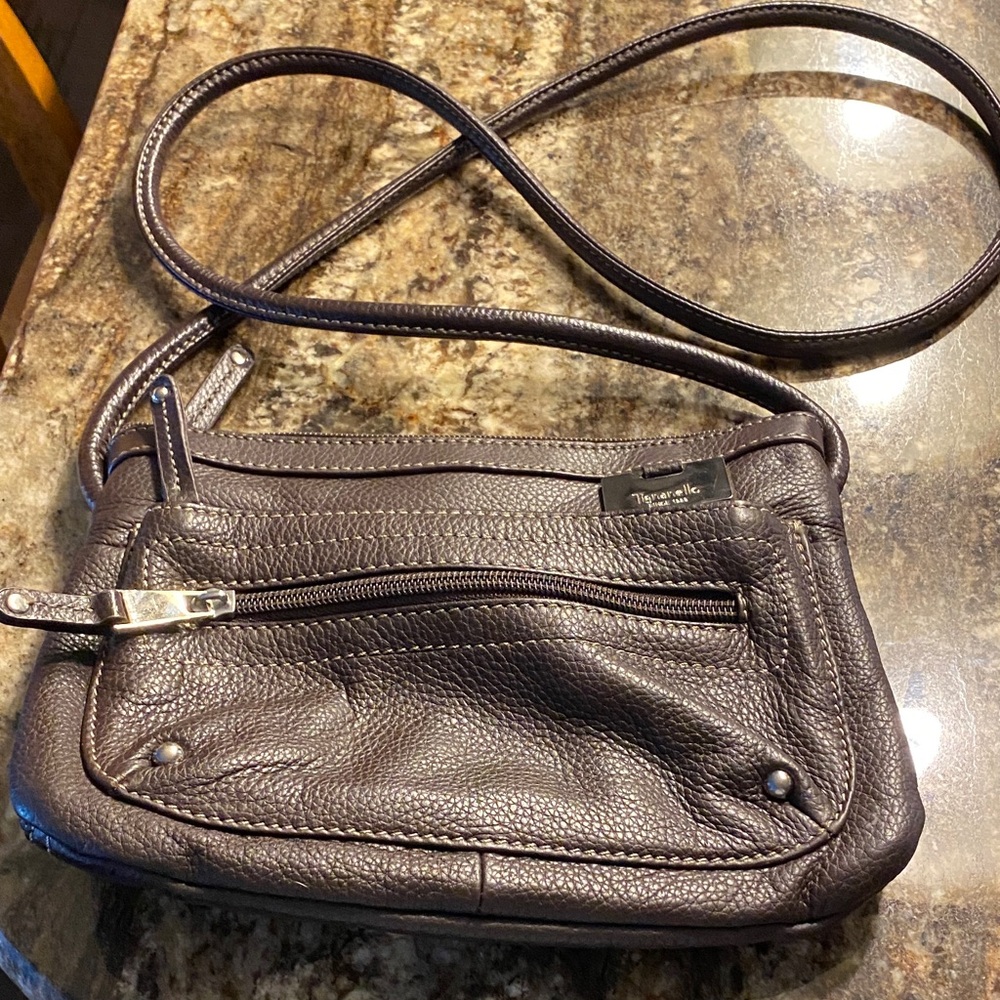 Tignanello Dark Brown Leather Crossbody Bag